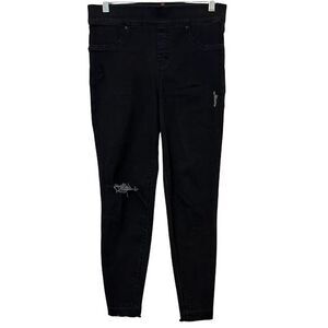 Spanx Black Tummy Control‎ Distressed Pull On Stretch Skinny Jeans M Petite